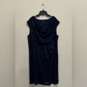 Connected Apparel Sequin Lace Cowl Neck Dress